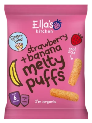Strawberry + banana melty puffs